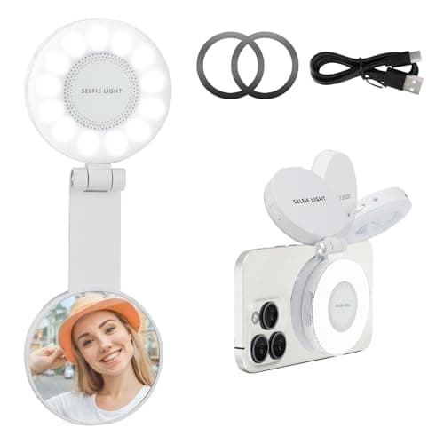 Magnetic Selfie Light for iPhone with Mirror Foldable Magnetic Fill Light with Sticky Ring for Android Rechargeable Portable Phone Ring Lights for Selfies, Video, Makeup, Vlog, Tiktok, CRI95 - Image 1