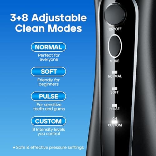 Nicwell Water Dental Flosser Pick for Teeth: 4 Modes 300ml Cordless Portable Rechargeable Oral Irrigator IPX7 Waterproof Cleaner Pik Deep Cleaning Flossing Pic Machine for Home Travel - Thumbnail 4