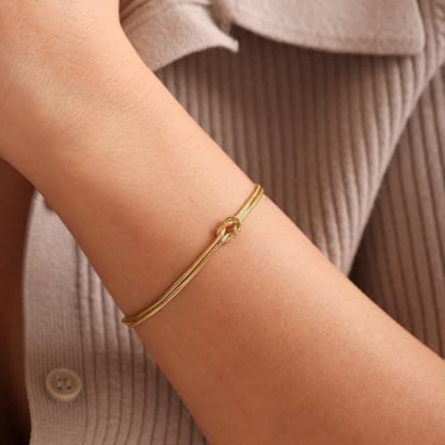 Sistble Gifts for Wife, Mothers Day Gifts for Wife Matching Romantic Gold Silver Snake Chain Bracelet Birthday Anniversary Link Jewelry - Thumbnail 5