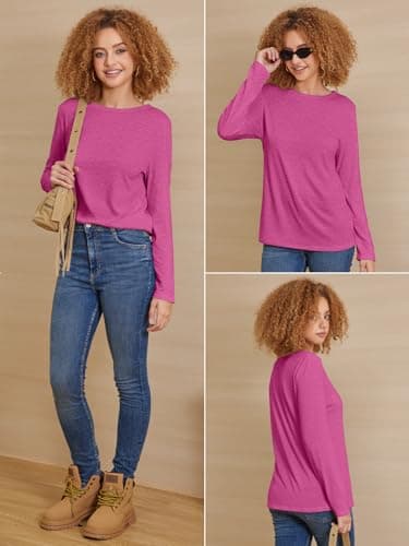 ATHMILE Teen Girl Long Sleeve T Shirts Crewneck 2026 Fall Trendy Tops Tunic Outfits Fitted Shirts Basic Tee - Thumbnail 2