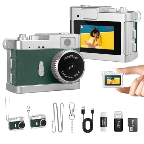 Keychain Camera, 16GB Mini Digital Camera with Built-in Flash & Retro Filters, Pocket Mini Camera for Travel, Vlogging, Birthday Valentine Gifts - Image 1