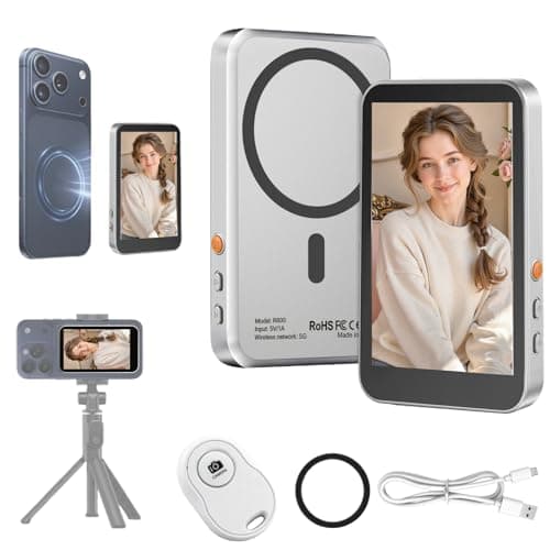 Magnetic Vlog Selfie Monitor Screen for iPhone 17 & Android, 4K Wireless Video Recording with Remote Zoom & Shoot, Content Creator Essentials Back Camera Monitor for vlogging YouTube TikTok - Image 1