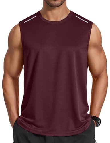 COOFANDY Men Muscle Tank Top Moisture Wicking Sleeveless T Shirts for Men Wine Red Workout Tank Summer Gym Shirt 2XL - Image 1