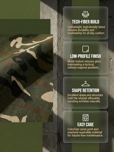 DISLANBO Men’s Camo Cargo Pants Cuffs Lightweight Relaxed Fit Straight Leg with Elastic Waist Drawstring Multi Pockets - Thumbnail 5