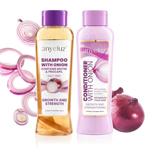 Anyeluz Onion Shampoo and Conditioner Set - Salt Free & Keratin Safe - Hair Growth Duo with Onion Extract and Biotin - 16.9 Fl Oz (Pack of 2) - Image 1