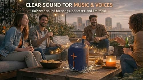 Musibaby Bluetooth Speaker, Portable Waterproof Wireless Speaker with 20W Loud Sound, 25H Playtime, FM Radio, USB/TF/AUX, Stereo Pairing and Carry Loop for Indoor Outdoor Use, M73(Blue) - Thumbnail 6