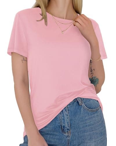 GAYHAY Pink T Shirts for Women - Short Sleeve Spring Summer Tops Soft Basic Tees Beach Vacation Clothes for Casual 2026 - Image 1