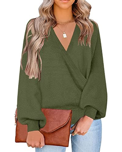 LookbookStore Sweater for Women Pullover Sweater Jumpers for Women Sexy Tunic Top Size XX-Large Size 20 22 Army Green - Image 1