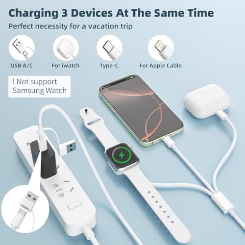 2Pack Travel Essentials 3 in 2 Multi Charging Cable for iWatch Charger/Type C/IP, Nylon iPhone Charger Cord, Multi Chargers for All Devices Compatible with iWatch Series/iPhone 17-11/iPad/AirPods 4FT - Thumbnail 2