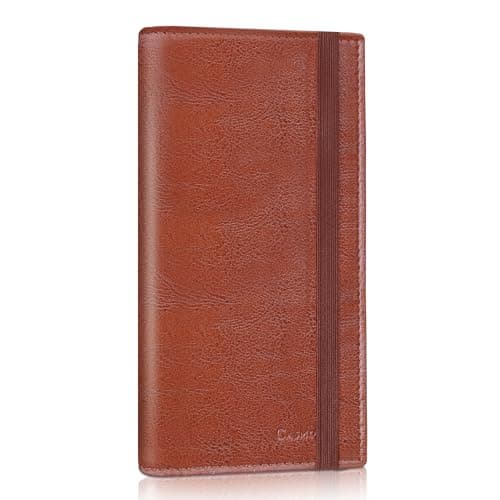 CASMONAL Checkbook Covers for Personal Checkbook Holder RFID Blocking Premium Leather Checkbook Cover for Duplicate Checks