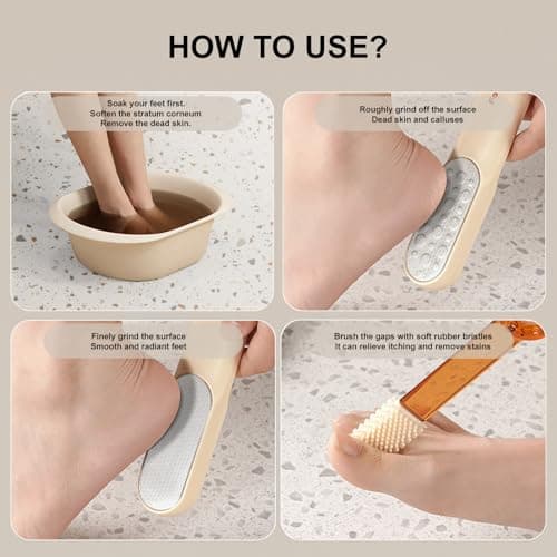 VISDOLL Double-Sided Stainless Steel Foot File, Foot Callus Remover & Foot Scrubber, Professional Pedicure Tool for Dry & Wet Feet, Fast Hard Skin & Dead Skin Remover with Non-Slip Grip, Orange - Thumbnail 6