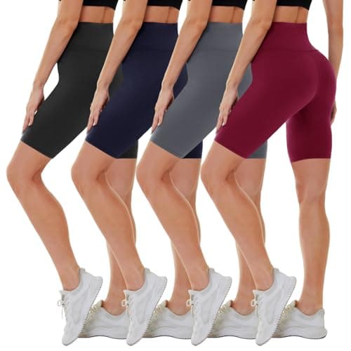 CAMPSNAIL 4 Pack Biker Shorts for Women High Waist - 5"/8" Tummy Control Soft Athletic Yoga Workout Running Gym Shorts - Image 1