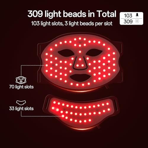 Facego Red Light Mask for Face and Neck, 7 Colors Red Light Face Mask with Rechargeable Remote Controller, Flexible, Portable, Lightweight, and Ergonomic for Home & Travel (Black) - Thumbnail 5