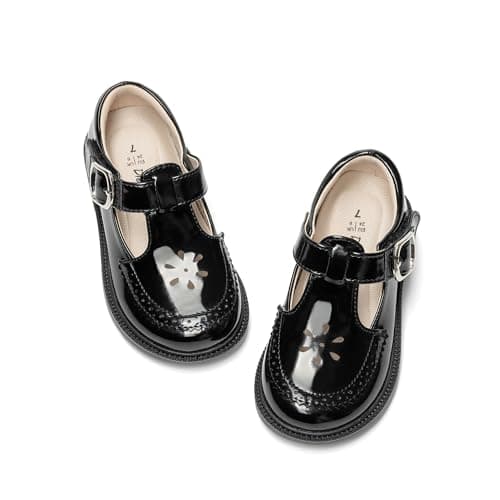 DREAM PAIRS Toddler Little Girl's Mary Jane Dress Shoes - Ballet Flats for Girl School Uniform Shoes,Size 5 Toddler,All Black,KKUMFA2509 - Image 1