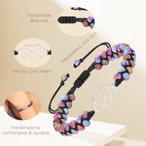 Sistble Bonus Mom Mothers Day Gifts, Heart Bracelets for Women To My Bonus Mom Bracelet from Daughter Birthday Gift Ideas Thanksgiving Mothers Day Gifts Handmade Natural Stones Jewelry - Thumbnail 4