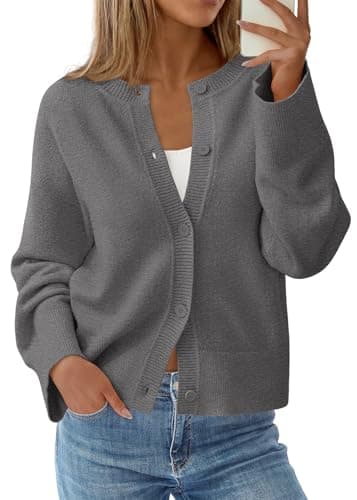 KIRUNDO Cardigan Sweaters for Women Fall Trendy Long Sleeve Chunky Knit Button Up Oversized Winter Jacket Casual Outwear(Grey, Medium) - Image 1