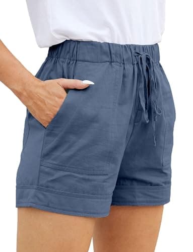 Womens Comfy Drawstring Casual Elastic Waist Pocketed Loose Fit Shorts Plus Size - Image 1