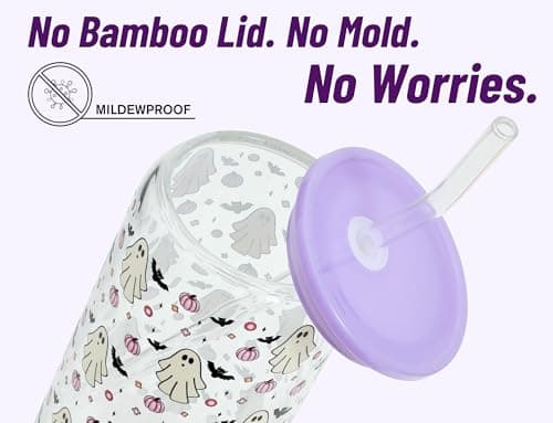 DLOCCOLD Glass Tumbler with Straw and Lid, 20oz Ice Coffee Glass Cup，Drinking Glasses for Water, Coffee, Smoothie with 1 Cleaning Brushes(2 Pack) - Thumbnail 3