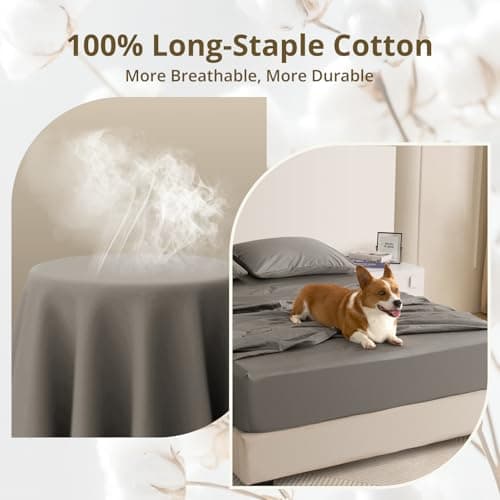 CieloCloud Queen Bed Sheets Set, 4PCS 100% Egyptian Long-Staple Cotton Bedding Sheets with Dual-Lock System, Luxury Soft and Comfort, 1000 Thread Count, Deep Pocket Fits 8" to 17" Mattress - Thumbnail 5