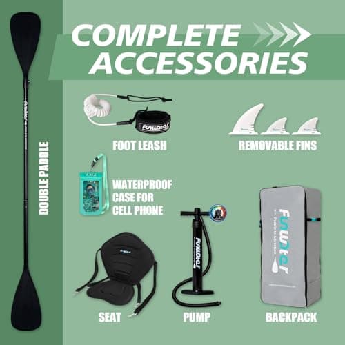 FunWater Inflatable Stand Up Paddle Board Ultra-Light Inflatable SUP Board Paddle Blow up Paddle Boards for Adults with SUP Advanced Accessories, Double-Ended Paddle, Seat, Pump, Backpack, Leash - Thumbnail 5