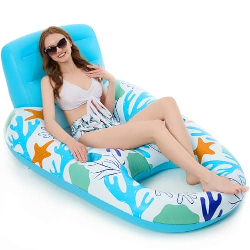 Jasonwell Inflatable Pool Float Adult - Pool Floaties Lounger Floats Raft Floating Chair Water Floaties for Swimming Pool Lake Lounge Float with Cup Holders Beach Pool Party Toys for Adults - Image 1