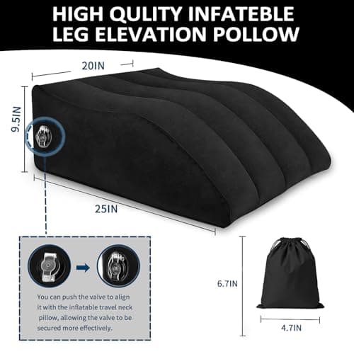 Inflatable Wedge Pillow for Leg Swelling - Inflatable Leg Elevating Pillow for After Surgery & Circulation,Wide Leg Pillow Elevation with Adjustable Sleep Mask for Traveling,Reading,Bed & Sofa Comfort - Thumbnail 6