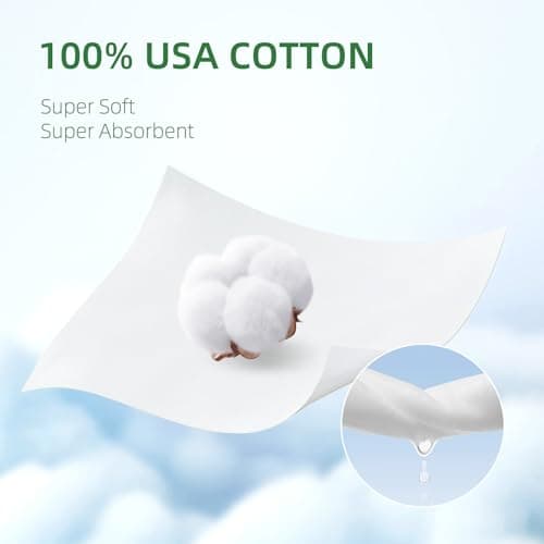 Dorahoney 100% USA Cotton Baby Wipes, 99% Purified Water Unscented Wet Wipes for Sensitive Skin, Hypoallergenic & Plastic-Free, 256 Count (4 Flip-Top Packs of 64) - Thumbnail 2
