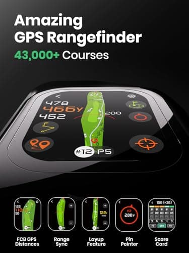 MILESEEY GenePro G1 Touchscreen & GPS Rangefinder with Slope, 43000+ Preloaded Courses, 1300 Yards Laser Range Finder Golf with Red & Green Display, 0.1s Flag Pole Locking Vibration, 6X Magnification - Thumbnail 3