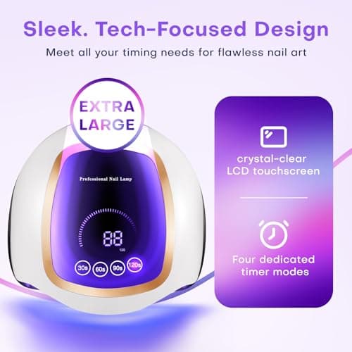 UV LED Nail Lamp, Gugusure Upgrade 180W Nail Dryer for Gel Polish with LCD Display, Auto Sensor and 4 Timer Settings, Professional Curing Lamp Light with 42 Beads for Salon and Home - Thumbnail 2