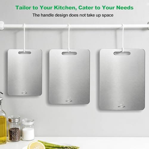 Wekayli Titanium Cutting Board Set of 3, 100% Pure Titanium Cutting Boards for Kitchen, Dishwasher Safe & Hygienic Chopping Boards for Meat, Fruit, Vegetables - Thumbnail 6