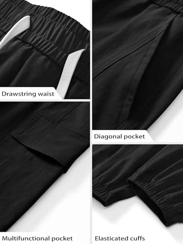 Crastimo Men Baggy Hiking Pants Elasticity Waist Wide Tapered Leg Jogging 4 Pockets Cozy Boy Sweatpants 2026 Spring Valentine Day Gift Black S - Thumbnail 5