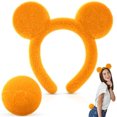 Yellow Bear Ears Headband – Lightweight Soft Yellow Headband & Tail Set, Cute Costume Accessory for Adults, Festivals, Themed Parties & Dress-Up Events | Comfortable for Skincare | Fun Gift Idea - Image 1