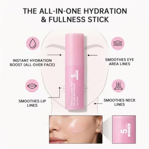 Pink Collagen Multi Balm with PDRN | Volufiline Collagen Stick, NAD & Vitamin E | Smooths Fine Lines on Under-Eyes, Neck, Forehead, Smile Lines, Lips & Body | Dewy & Quick Hydration | Travel-Friendly - Thumbnail 2