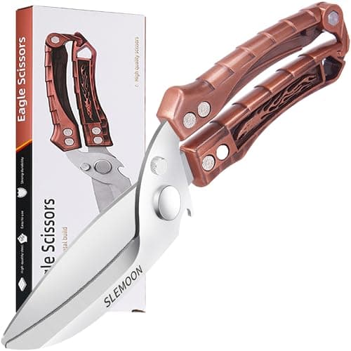 SLEMOON Kitchen Shears Heavy Duty Poultry Shears for Bone,Chicken,Turkey,Meat,Fish and Pizza Cutting Board Kitchen Scissors All Purpose for Food Ideal for Chef and Home Cooking,Dishwasher Safe Bronze - Image 1