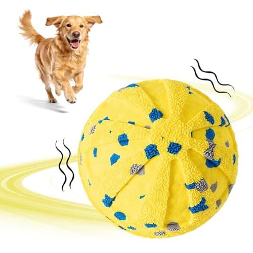 Interactive Dog Ball Toy for Medium Large Dogs, Durable E-TPU Bouncing Ball with Rechargeable Battery, Waterproof for Outdoor Play, Keeps Dogs Engaged (Yellow) - Image 1