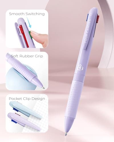 Four Candies Multicolor Pens, 4-in-1 Colored Pen, 9 Pack 1.0mm 4 Color Pens, Quick Dry Nurse Pens, Smooth Writing Colored Ink Pens, Comfort Grip & Macaron Office And School Supplies, Gifts For Women - Thumbnail 4