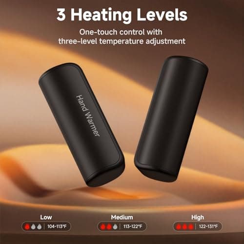 Hand Warmers Rechargeable 2 Pack, Magnetic Electric Hand Warmer 3 Settings Portable Pocket Heater 360°Heating, Gifts for Men Women Camping,Hunting,Golf,Travel Essentials (Black) - Thumbnail 3