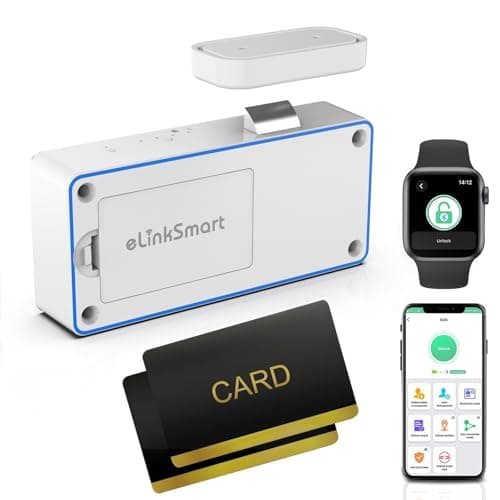 Cabinet Lock NFC RFID Card eLinkSmart Hidden Drawer Lock for Child Safety Cupboard Door Liquor File Kitchen Pantry Furniture Support Phone or Watch App No Drilling White - Image 1