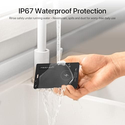 MSEBENT Slim Smart Tag Wallet Tracker Card, [Apple MFi Certified], Wireless Charging Tracking Card, Work with Apple Find My, Item Locator for Keys, Bags, Passport, iOS Only, IP67 Waterproof, 1 Pack - Thumbnail 5