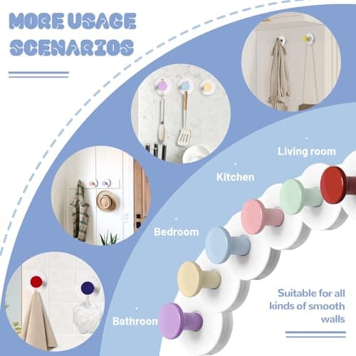 Xikelooy Suction Cup Hooks, Suction Cup Hooks for Shower,Removable Towel Hooks for Bathroom Window Glass Door Wall, Bath Robe Looafh Wreath Hook for Hanging - Thumbnail 4