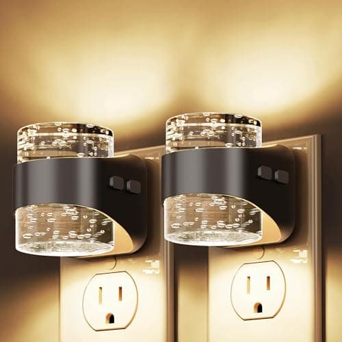 L LOHAS LED Night Light, 2 Pack 3000K Bubble Night Lights Plug into Wall, Acrylic Night Lights with Light Sensor, Adjustable Brightness,Soft White Plug in Nightlights for Rooms Bathroom Hallway - Image 1