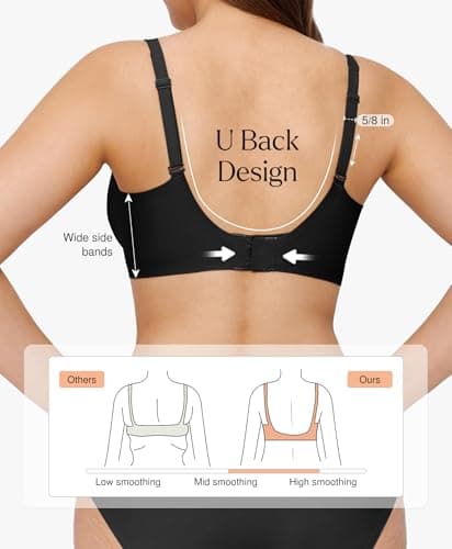 Wireless Bra Push Up Seamless Bras for Women Comfy No Underwire Bra Supportive Bralettes Deep V Comfortable Tshirt Bra Black - Thumbnail 3