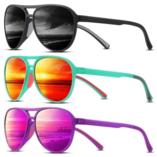 KUGUAOK 3PACK Polarized Aviator Sunglasses for Women Men Sports Style UV400 Protection Running Sun Glasses Vintage Trendy Shades - Image 1