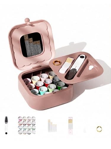 Travel Sewing Kit with Magnetic Tools | Compact Portable Set for Women Teens Girls Grandmas | Ideal for Home School Travel Clothes Mending & Embroidery | 3.9x2.8x1.2 Inches (10x7x3cm) - Image 1