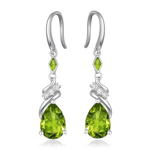 Sterling Silver Earring For Woman -Teardrop Birthstone Earring Jewelry Birthday Gifts for Women,Girlfriend,Wife,Mom - Graduation, Friendship,Birthday, Anniversary (08 - Peridot) - Image 1
