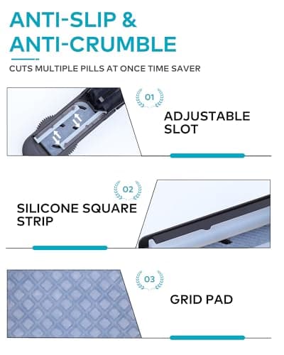 Pill Cutter Splitter for Small and Tiny Pills, Adjustable Pill Splitters for Small or Large Pills Accurately Cuts Multiple Pills at Once,Medicine Cutter Sharp Blade with Safety Guard - Thumbnail 5