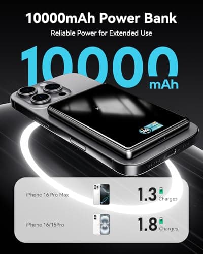 Kuulaa 10000mAh MagSafe Portable Charger 15W Wireless Magnetic Power Bank with 20W USB-C Output Slim Battery Pack Compatible with iPhone 17/16/15/14/13 Pro/Pro Max Series - Thumbnail 3