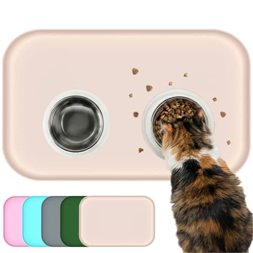 BLESWIN Waterproof Silicone Pet Feeding Mat with Raised Edge,Non-Skid Spill Proof Dog Bowl Mats, Easy Clean Cat Bowls Placemat for Cats and Dogs - Image 1