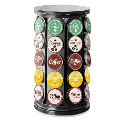 TOMSHUB K Cup Holder, Coffee Pod Storage Carousel Holder Organizer Compatible with 40 Keurig K-Cup Pods, Home or Office Kitchen Counter Organizer（Black） - Image 1