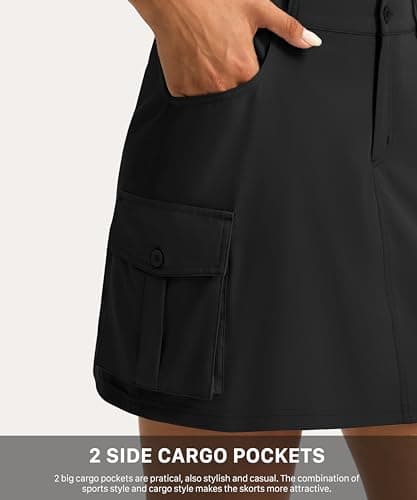 Women's Skort Cargo Skirt Golf Skirts 5 Pockets Lightweight Tennis Athletic Skirt for Summer Casual Hiking, Black, X-Small - Thumbnail 3